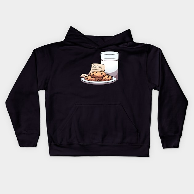 Milk And Cookies For Santa Kids Hoodie by TheMaskedTooner